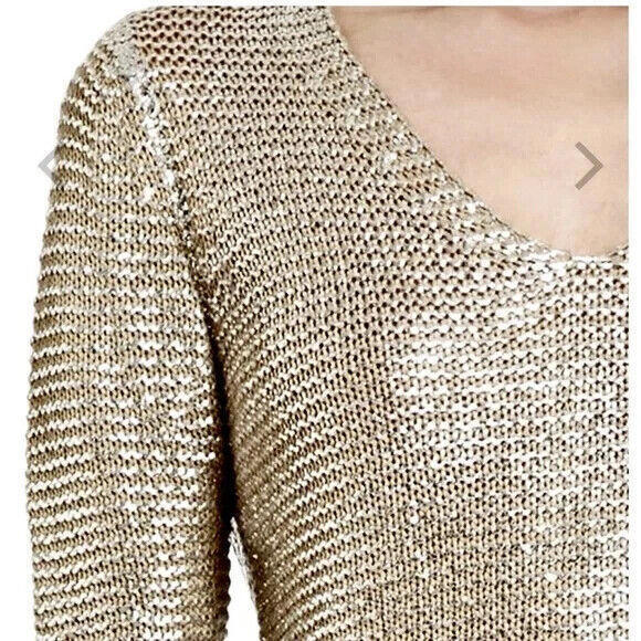 BCBG Max Azria Foil Brushed Sliver Sweater MSRP 198.00 Size Medium - Picture 3 of 9